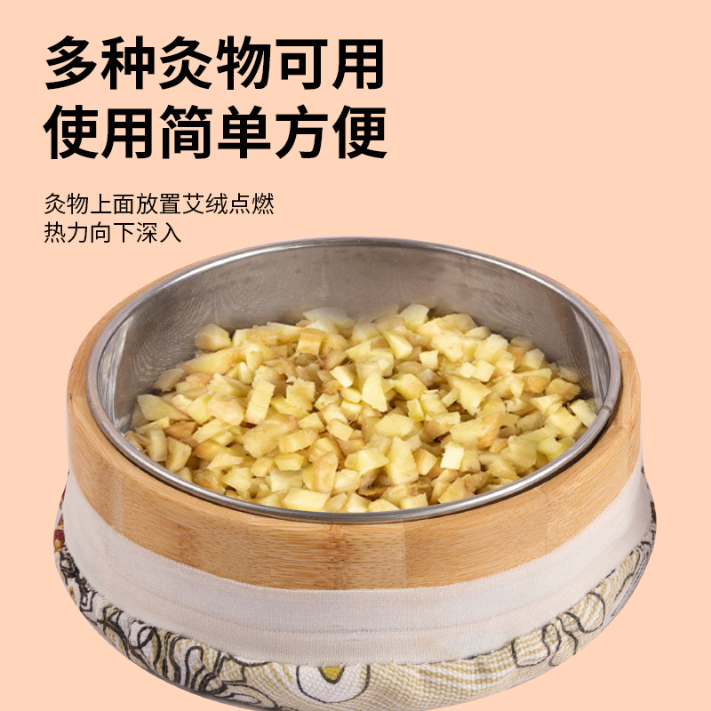 Bamboo Moxibustion Box Ge Jiu Bao with Lid and 500g Moxa Wool for Home Du Mai and Navel Warming Therapy - Image 4