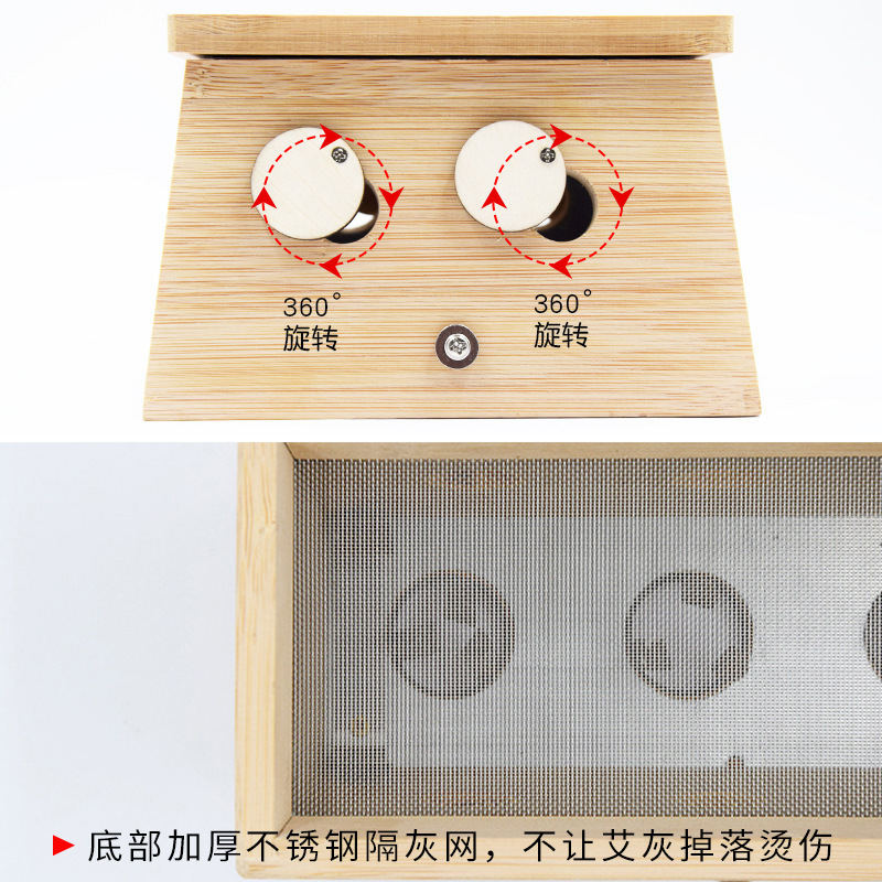 Bamboo Moxibustion Box 6-Hole Moxa Burner Traditional Chinese Moxibustion Device for Home and Clinic Use - Image 2