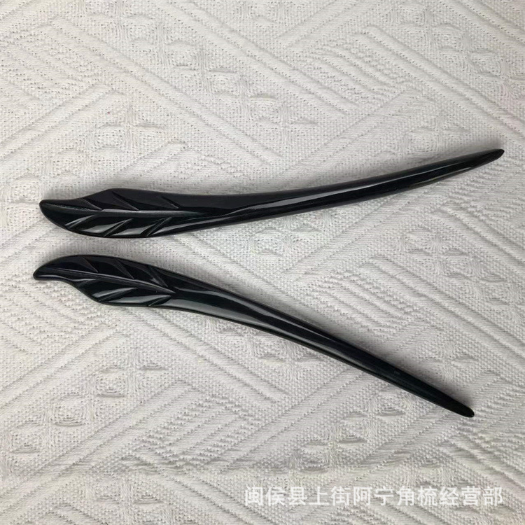 Hand Carved Ox Horn Hair Stick 18cm Bow Shape Chinese Style Hairpin for Updo Hairstyles Gift - Image 3