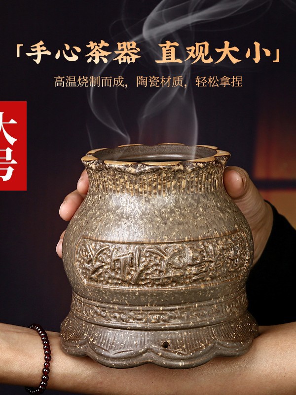 Ceramic Bian Stone Lotus Fire Dragon Cup Moxibustion Gua Sha Jar for Home Wellness 11cm 400g - Image 5