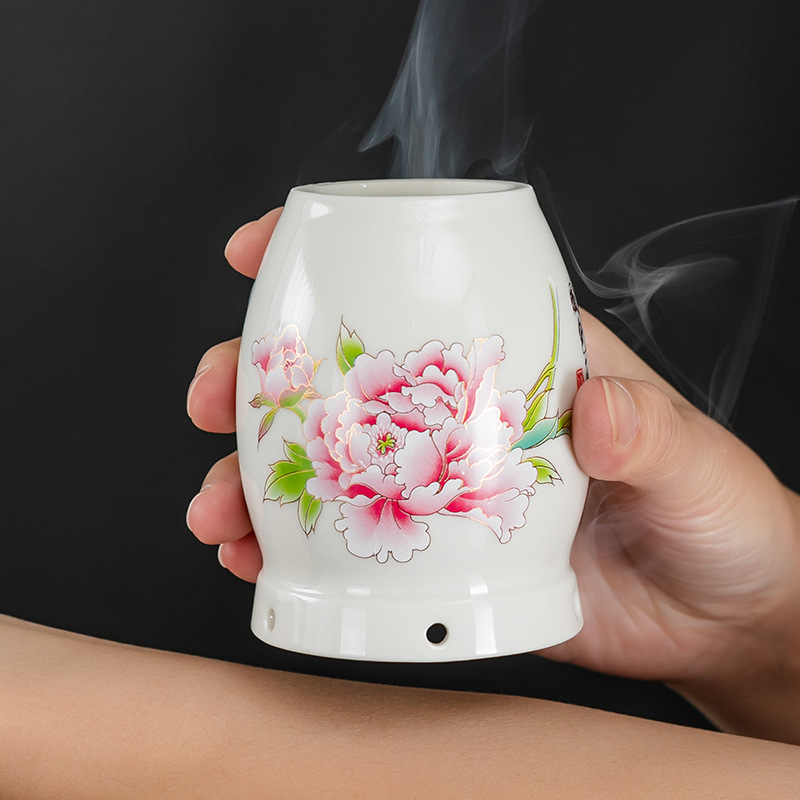 Ceramic Moxa Jar Portable Moxibustion Cup with Gua Sha Massage Function Double Layer Heat Storage - Image 4