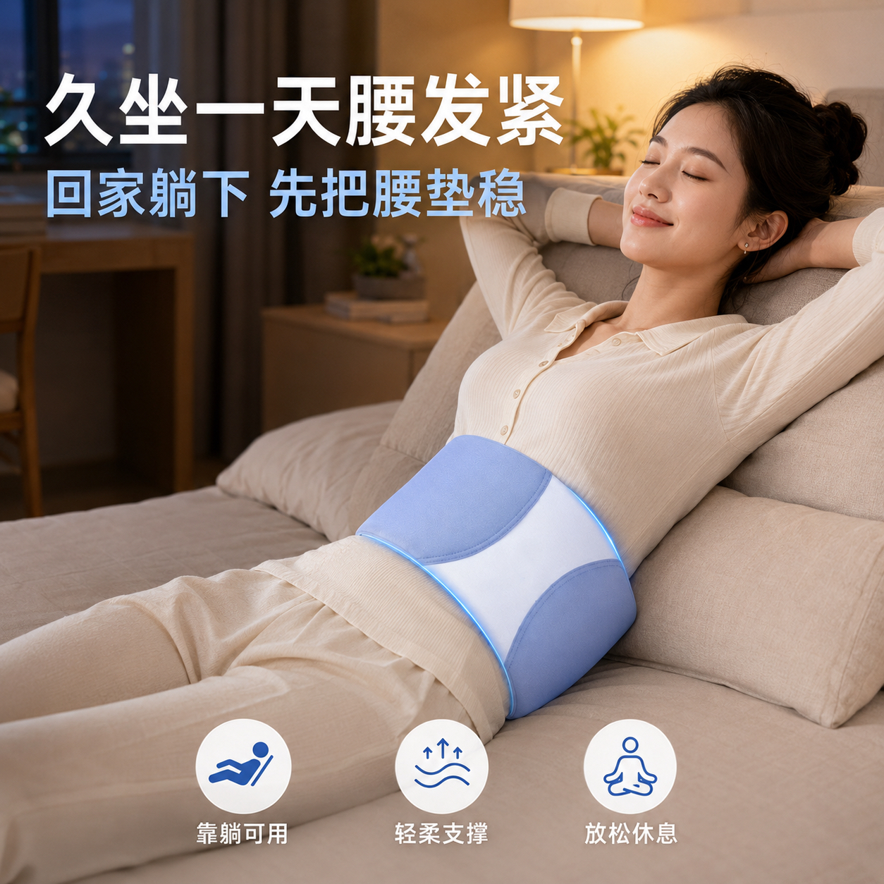 Cloud-Soft Sleep Lumbar Support Pillow Waist Cushion for Supine Sleep Home Daily Back Support - Image 2