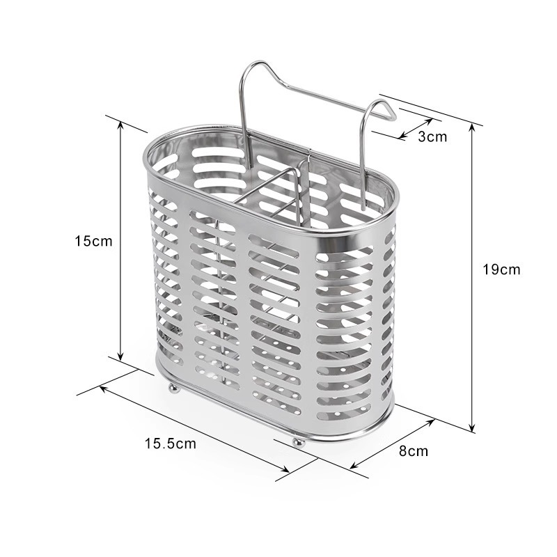 304 Stainless Steel Chopstick Holder Wall Mounted Kitchen Utensil Storage Box Nordic Beige - Image 3