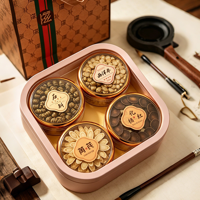 American Ginseng Gift Box Xi Yang Shen Ready-to-Eat Dried Slices 20g Four-Section Gift Packaging - Image 2