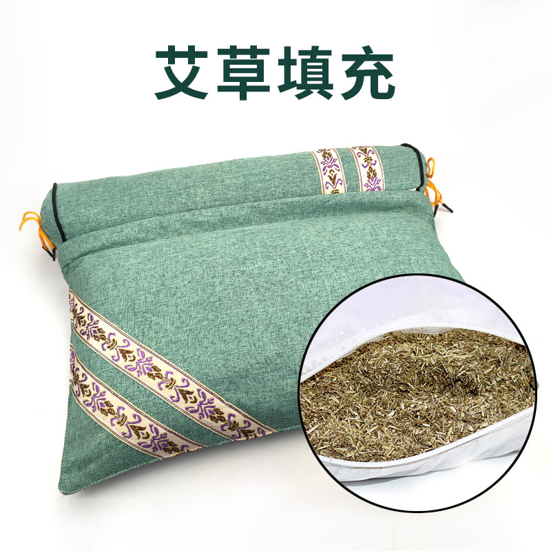 Detachable Mugwort Neck Support Pillow Cylindrical Cervical Pillow Grey Combo Design for Daily Use - Image 4