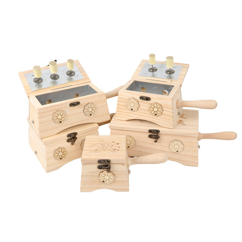Solid Wood Moxibustion Box Handheld Moxa Warmer for Knees Neck Abdomen Full Body Warming 4-6 Holes 600g - Image 5
