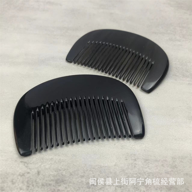 Natural Horn Comb Half Moon Guifei Comb 8cm x 5cm Baby Hair Brush for Gentle Daily Grooming - Image 3