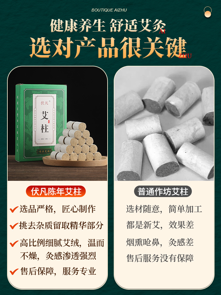 Moxa Sticks Ai Zhu 艾柱 Pure Mugwort Moxibustion Rolls 1.8x2.7cm 5 Boxes Home Use - Image 3
