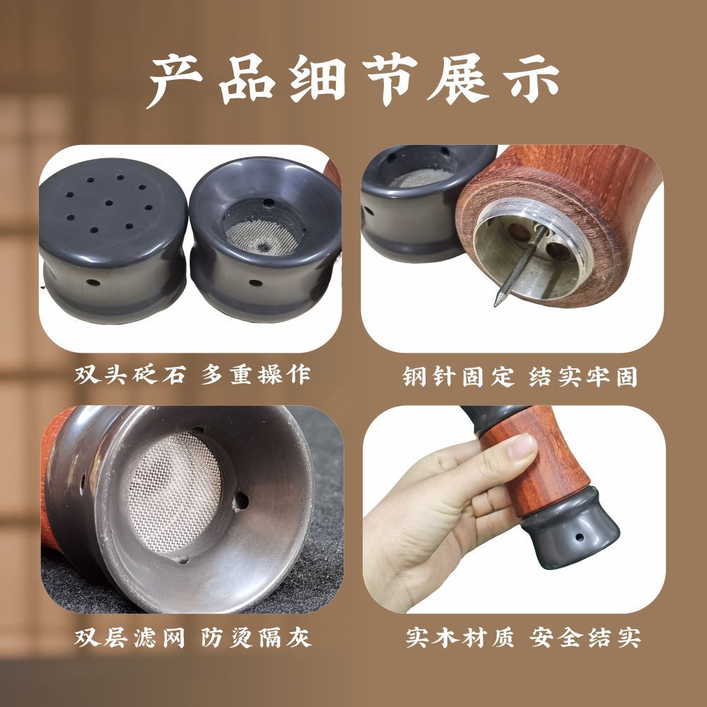 Bian Stone Moxibustion Jar with Wooden Moxa Box Dual-Head Warming Tool for Home Use 200g - Image 4