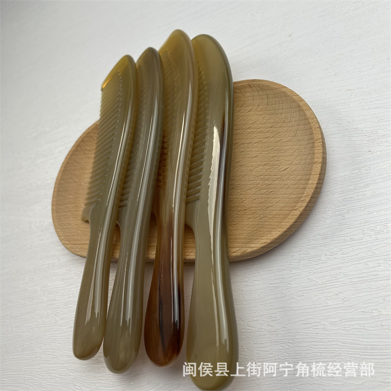 Genuine Horn Comb Wide Tooth Buffalo Horn Hair Comb with Handle 15-20CM - Image 2