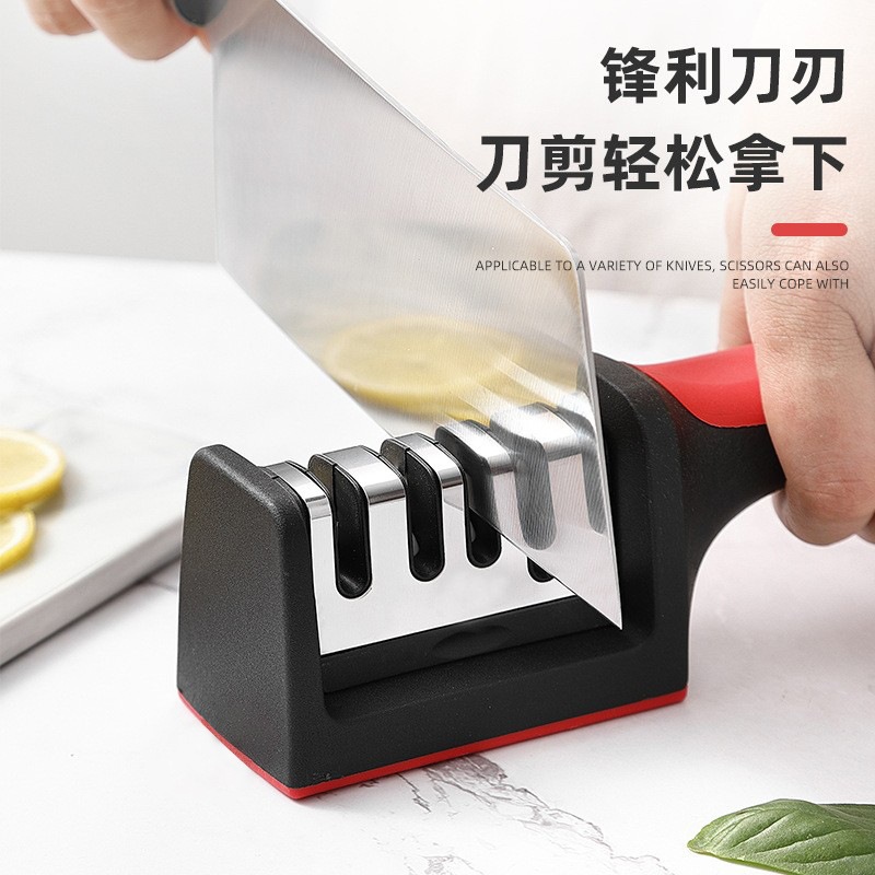 Stainless Steel Knife Sharpener Whetstone with Base Fixed Angle Kitchen Scissors Portable - Image 3
