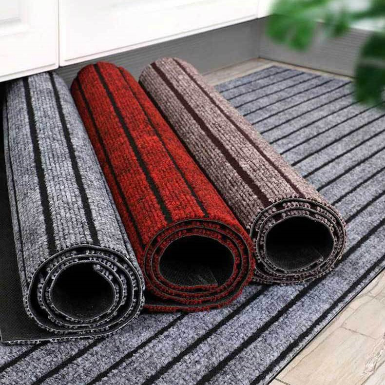 Cuttable TPE Door Mat 60x90cm Grey Striped Non Slip Water Absorbent Entryway Rug - Image 4