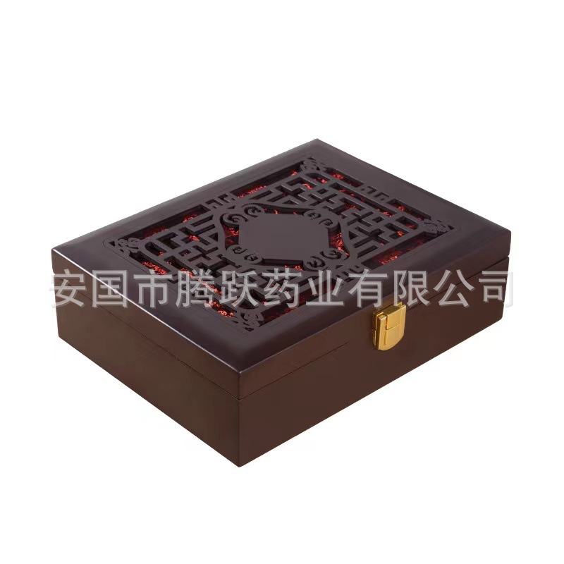 Antique Style Wooden Gift Box Set of 6 with Brocade Lining for Herbal Pills Jewelry and Keepsake Storage - Image 5