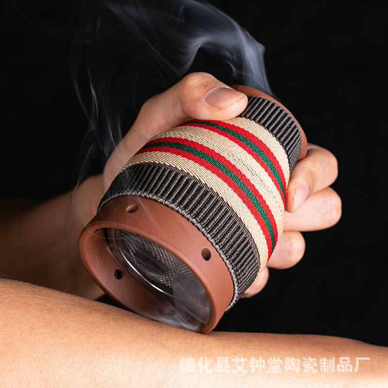 Moxa Burner Cup Ceramic Moxibustion Device with Double Layer Heat Protection for Home Warming Use - Image 4