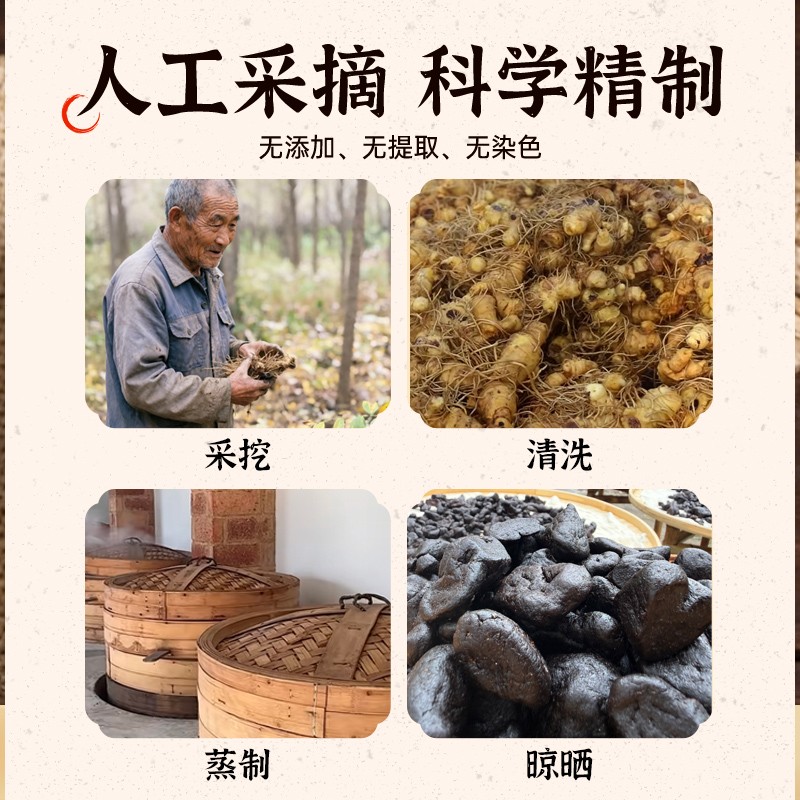 Nine-Steamed Nine-Sun-Dried Polygonatum Rhizome Huang Jing Ready-to-Eat 250g Premium Sulfur-Free - Image 3