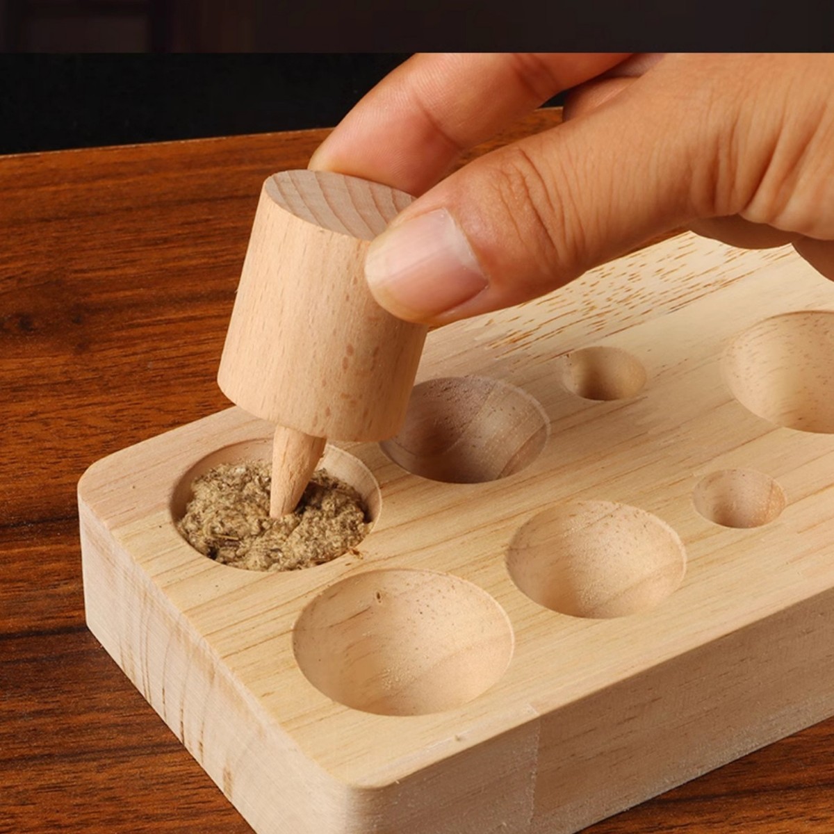 Moxa Cone Mold Kit with 3-Year Aged Moxa Wool 500g Hand Press Tool for Moxibustion Cones - Image 3
