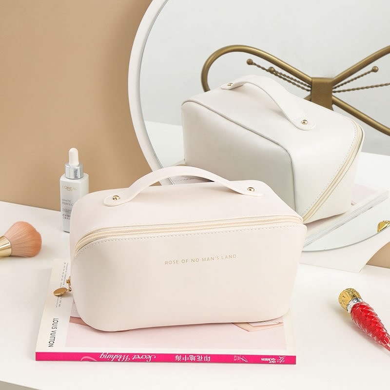 Large Capacity Portable PU Travel Cosmetic Bag Classic Toiletry Organizer Storage Pouch - Image 3