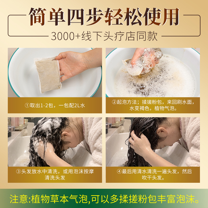 Tea Seed Herbal Hair Wash Pack Cha Fu Powder Sachets with Soapberry He Shou Wu for Postpartum Hair Care 40g x 10 Packs - Image 3