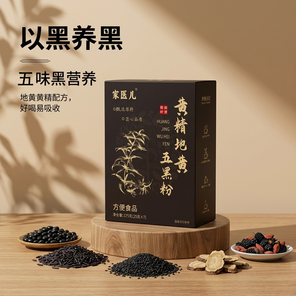 Huang Jing Wu Hei Powder 175g Box Polygonatum Five Black Blend Breakfast Meal Replacement - Image 3