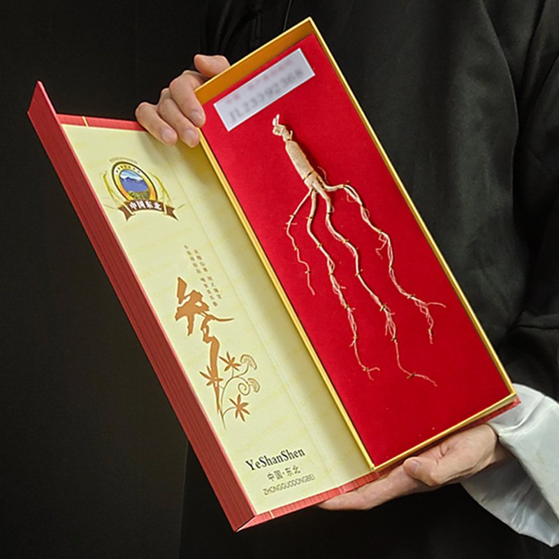 Changbai Mountain Aged Ginseng Gift Box 40cm Sun-Dried Whole Root 8-10g with Handbag - Image 3