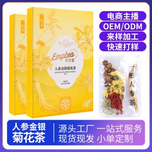 Ginseng Chrysanthemum Honeysuckle Tea (Ren Shen Jin Yin Ju Hua Cha) — Herbal Flower Tea Blend with Goji & Burdock Root
