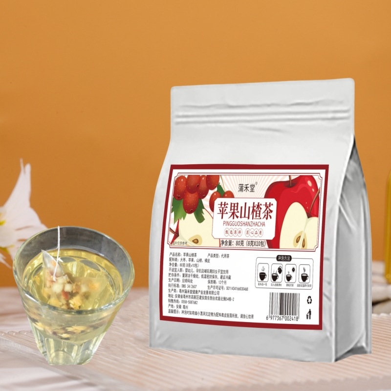 Apple Hawthorn Tea Shan Zha Ping Guo Tea Bags 80g Cold Brew Fruit Herbal Tea 10 Pyramid Bags - Image 4
