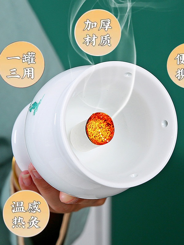 Ceramic Moxibustion Jar Double Layer Heat Insulated Moxa Cup for Home and Spa Use 11.5cm - Image 3