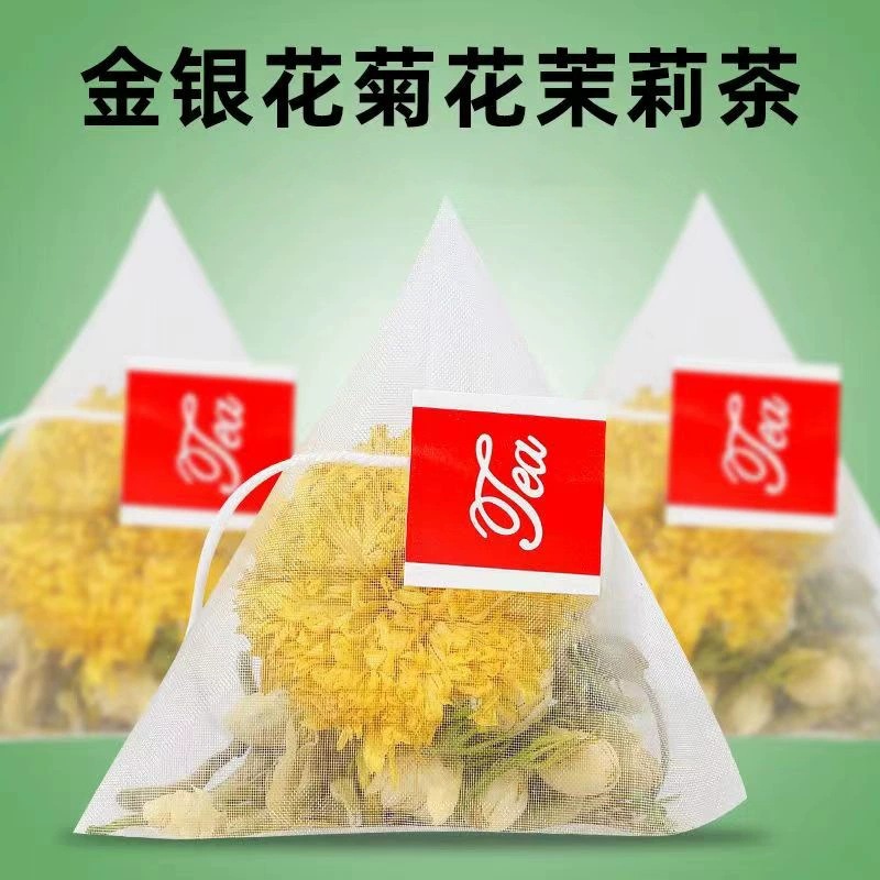 Three Flower Tea Jin Yin Hua Ju Hua Mo Li Hua Triangle Tea Bags 50 Count Sugar Free Herbal Blend - Image 4