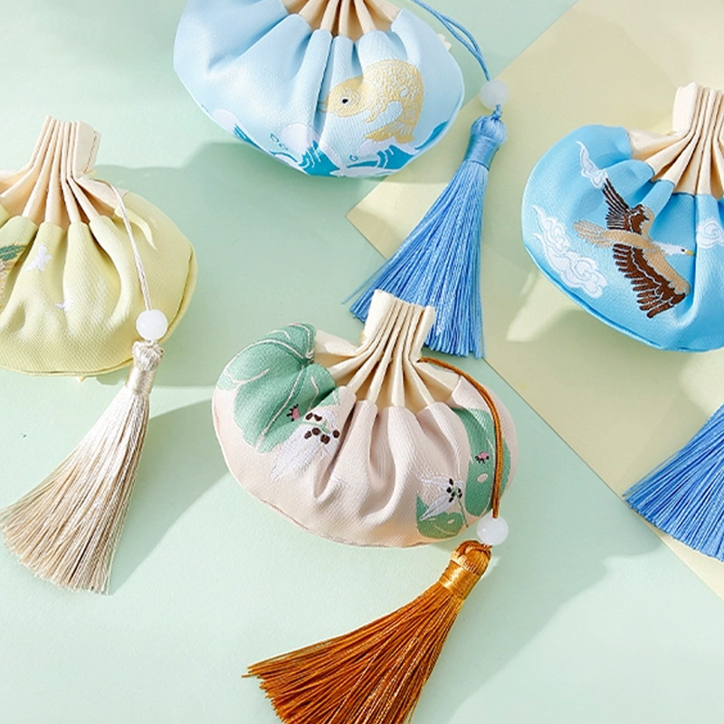 Mugwort Sachet Ai Cao Embroidered Chinese Style Pendant with Tassel for Car Bag and Closet - Image 3