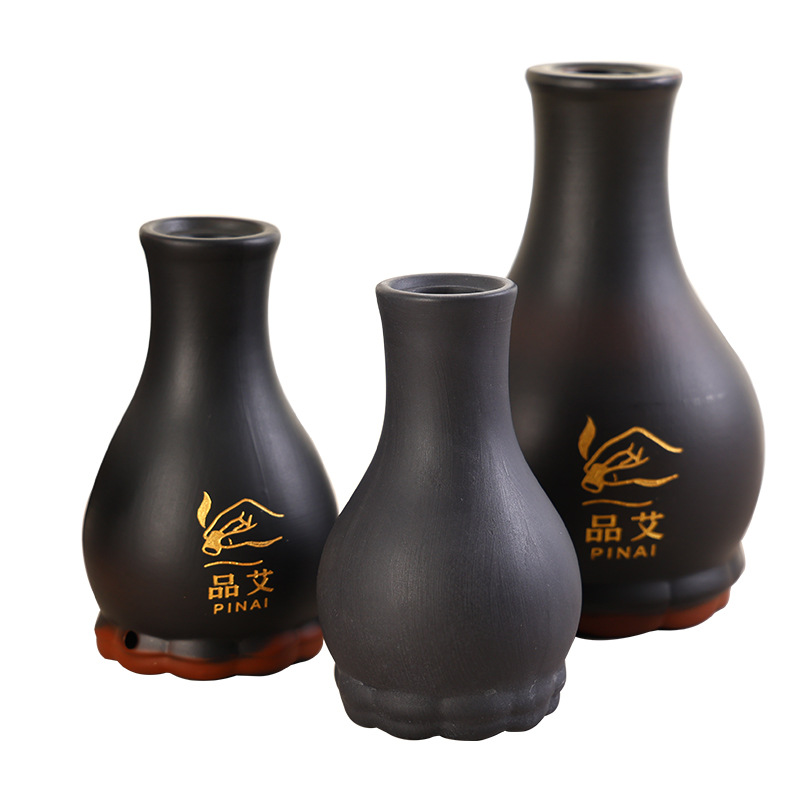 Bian Stone Moxa Jar with Long Handle Double Layer Lotus Rim Gua Sha Massage Tool Portable Moxibustion Device - Image 5