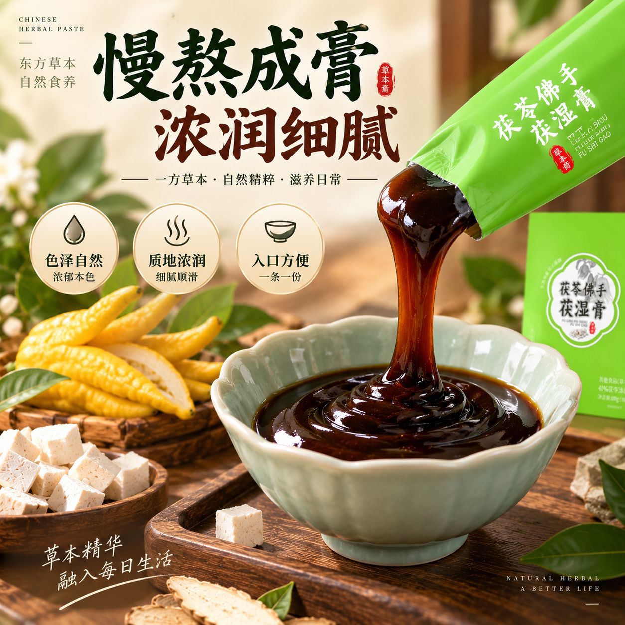 Fu Ling Gao (Poria & Wuzhimaotao Herbal Paste) — Ready-to-Eat Herbal Paste Sachets, 100g - Image 4
