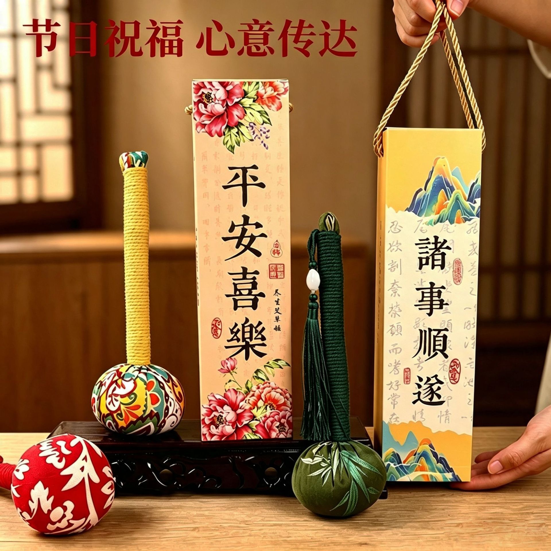 Mugwort Herbal Hammer Ai Cao Hammer Handmade Massage Stick Gift Box Set 26cm Chinese Wellness Gift - Image 2