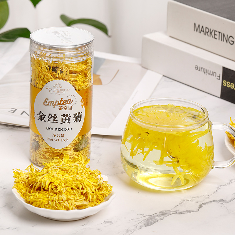 Golden Silk Chrysanthemum Tea (Chrysanthemum morifolium) — Huangshan Whole-Flower Herbal Tea, 15g Jar - Image 4