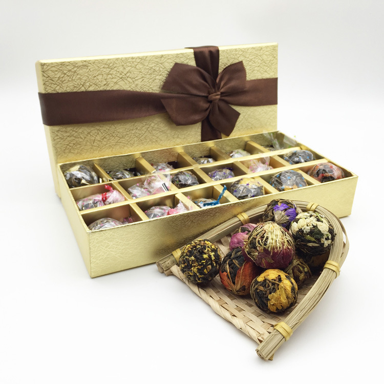 Yunnan Dragon Pearl Flower Tea Gift Box 18 Balls Dian Hong Black Tea with Rose and Jasmine - Image 4