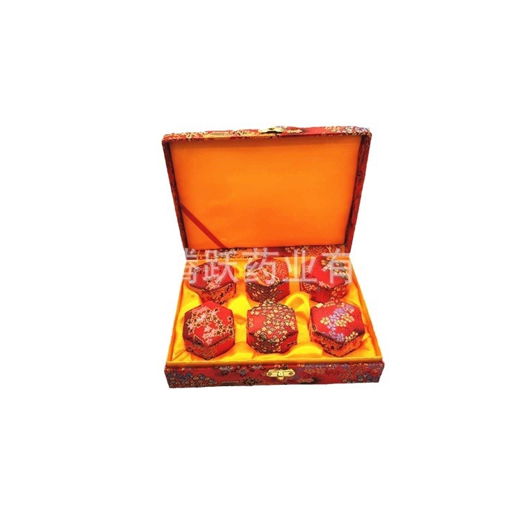 Red Hexagonal Gift Box Set 6 Piece Brocade Jewelry Packaging Empty Boxes - Image 5