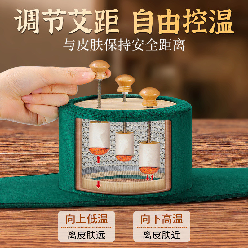 Wooden Moxibustion Box Three Needle Adjustable Hanging Moxa Burner Portable Warm Therapy for Abdomen Waist Neck Back - Image 3