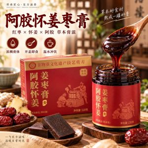 Ejiao Ginger Jujube Paste (阿胶姜枣膏) — Ready-to-Eat Herbal Wellness Paste, 220g