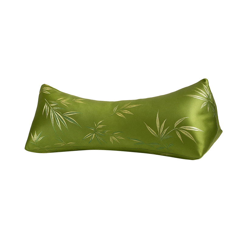 Silk Mugwort Herbal Neck Pillow Ai Ye Cao Triangle Pillow 40x14 cm Purple Bamboo Leaf Design Gift - Image 5