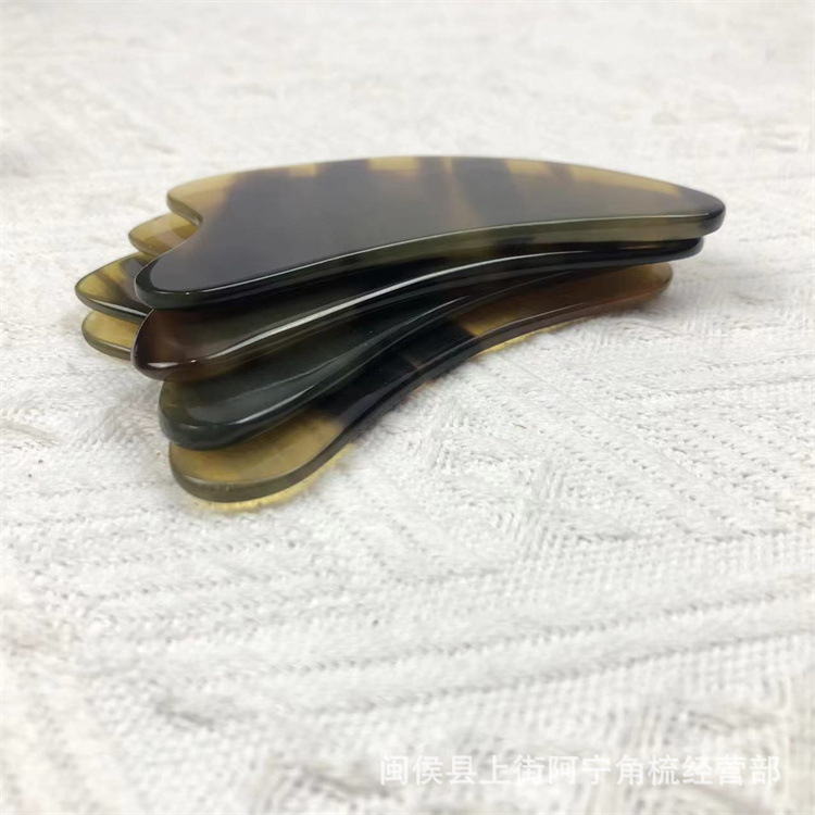 Horn Gua Sha Scraping Board Set Dolphin Heart Triangle Shapes Facial Massage Tool 9.5x5.5cm - Image 4