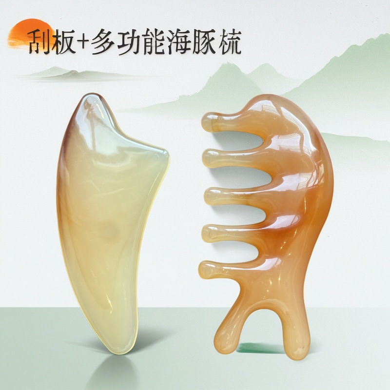 Gua Sha Facial Massage Tool Set Resin Guasha Board Meridian Comb for Face Scalp Body Care - Image 3