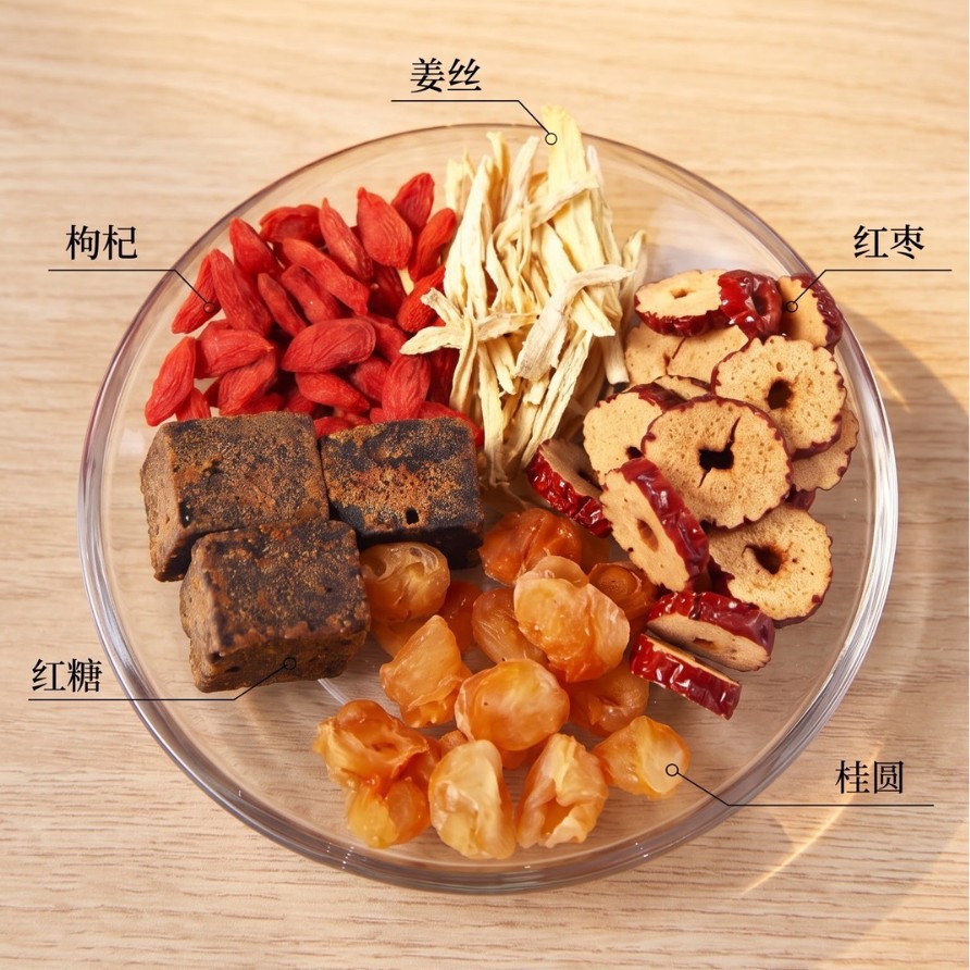 Brown Sugar Ginger Jujube Tea Hong Tang Jiang Zao Cha 150g Warming Herbal Blend with Red Date Longan Goji and Rose - Image 2