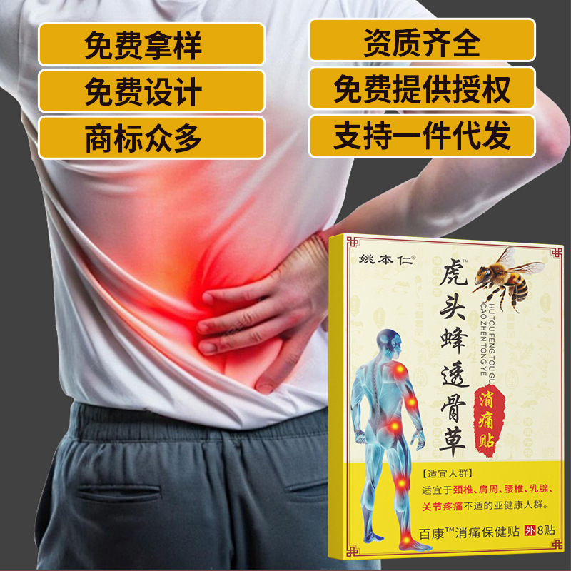 Yao Benren Tiger Head Wasp Tougucao Pain Relief Patch Self Heating Knee Joint Shoulder Support Plaster 8 Patches - Image 3