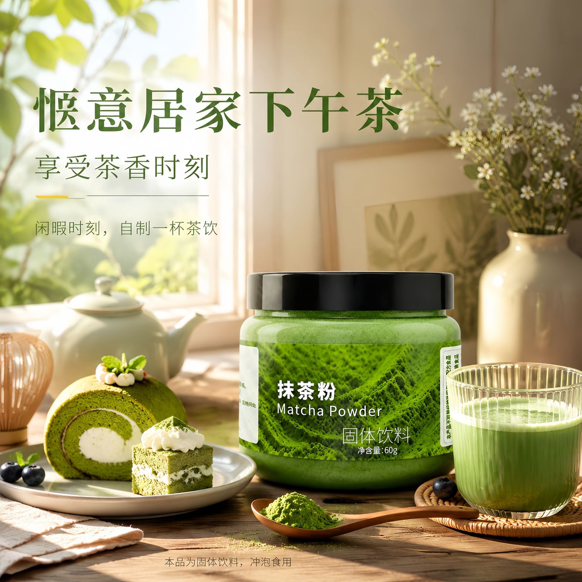 Pure Matcha Powder Isogonikicha Style Green Tea Powder for Drinks Baking Latte Yogurt 60g Canister - Image 2