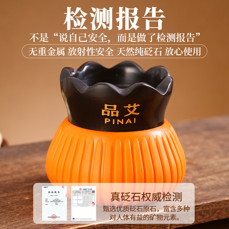 Fire Dragon Cup Bian Stone Moxibustion Jar Portable Gua Sha Massage Tool with 9 Red Flower Moxa Cones - Image 3