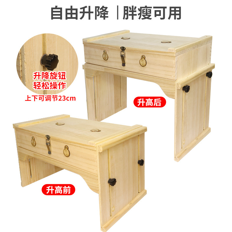 Solid Wood Moxibustion Box Adjustable Height Large Abdominal Warming Device Full Body Spa Tool - Image 3