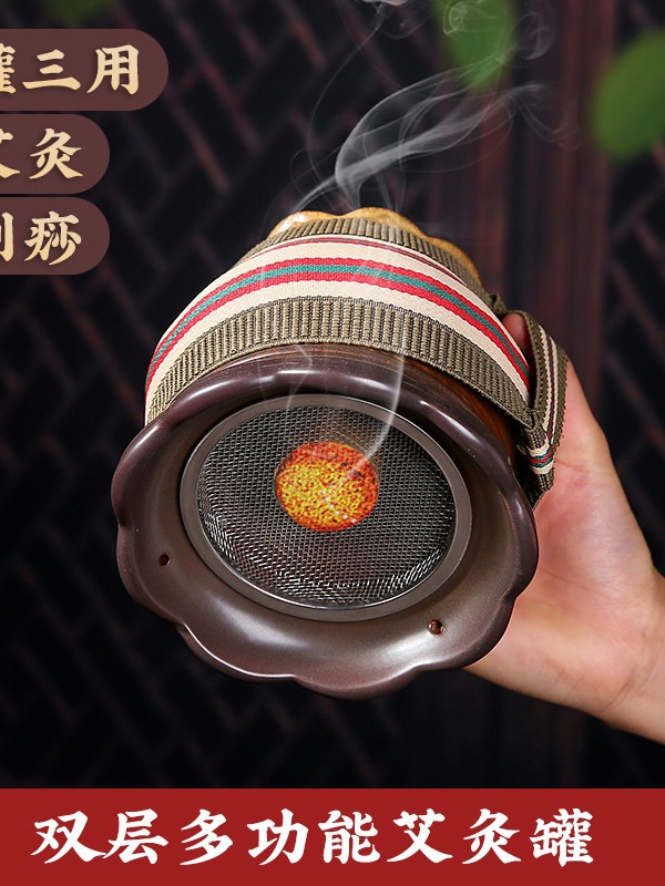 Wufu Bian Stone Fire Dragon Cup Moxibustion Jar 12x11cm Ceramic Gua Sha Meridian Tool for Spa and Wellness Use - Image 2
