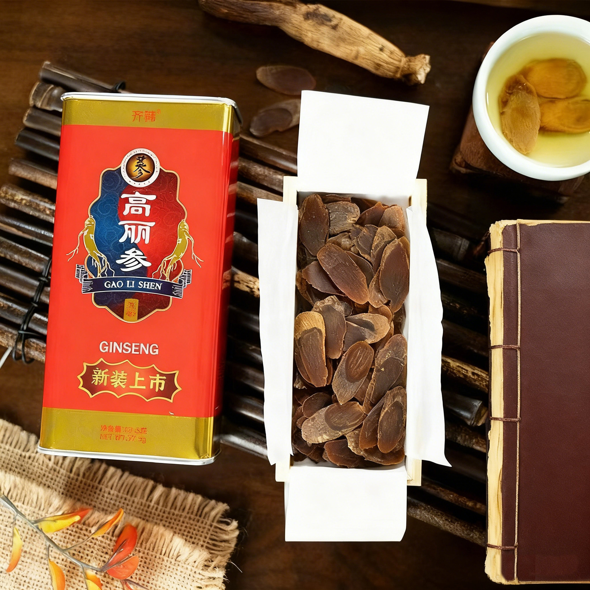Korean Red Ginseng Whole Root Slices Unsweetened 37.5g Iron Box Qi Han - Image 2