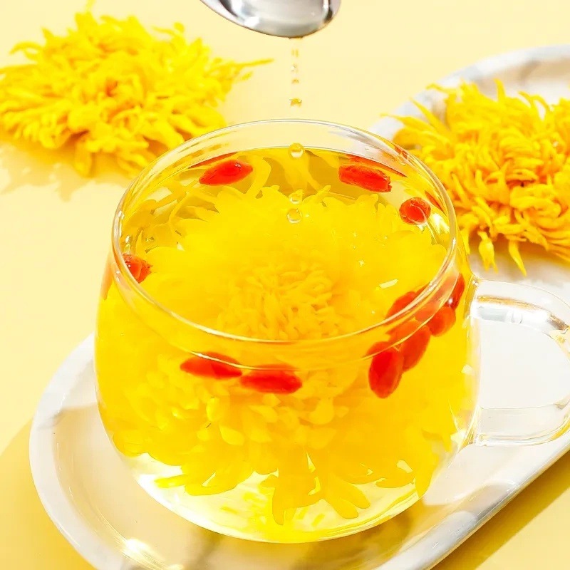 Golden Silk Chrysanthemum Tea Jin Si Huang Ju Large Blooms Individually Wrapped 100 Flowers Per Bag - Image 3