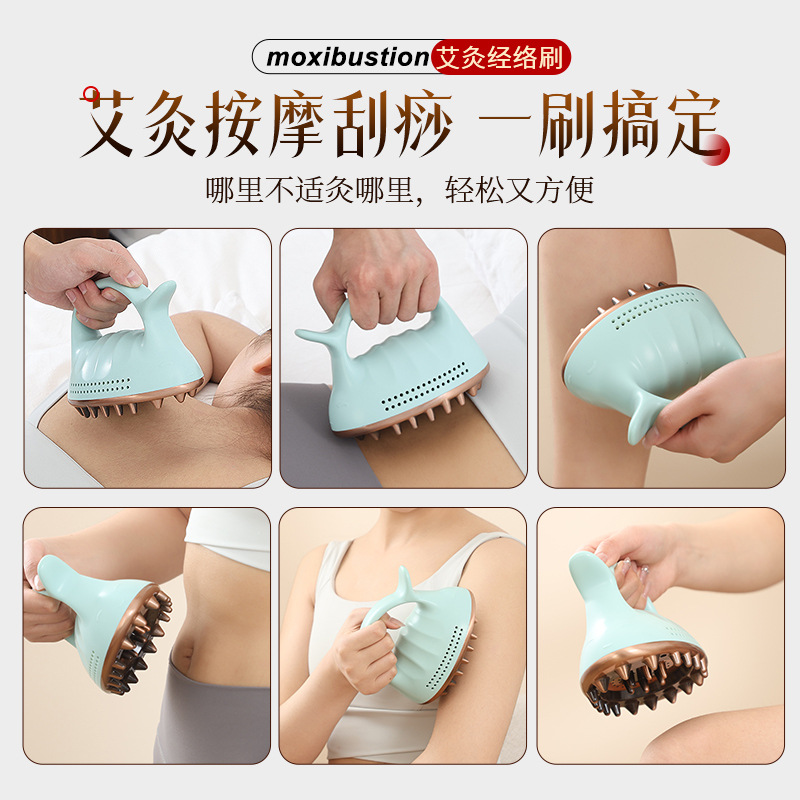 Bronze Moxa Brush Moxibustion Meridian Massage Tool with 60 Moxa Sticks for Body Shoulder Neck Abdomen Leg Care - Image 4