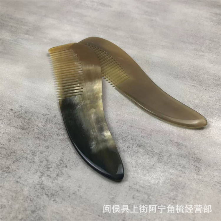Natural Horn Comb Fine Tooth Rat Tail Comb 16cm Handmade Craft Comb for Home Hair Styling - Image 2